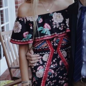 Fabrik black floral (s) off shoulder dress